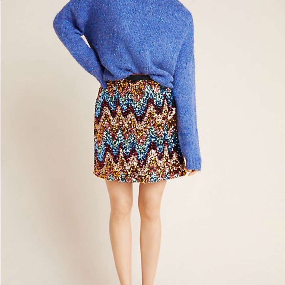 Anthropologie zig zag sequined mini skirt